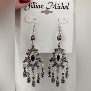 Jillian Michel Marcasite style,silver tone,chandelier,fish hook earrings